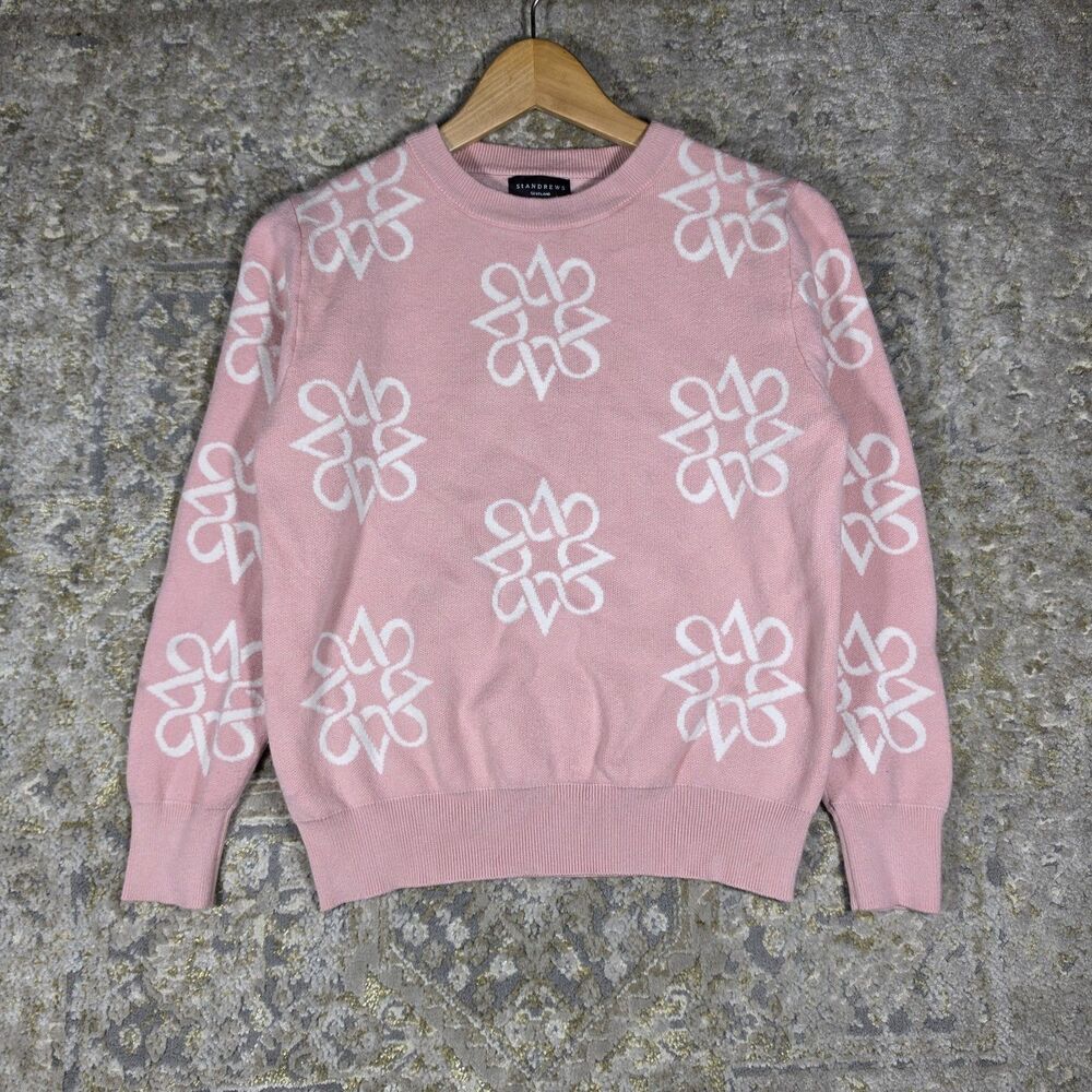 VTG St Andrews Pullover Sweater Crest Golf Sz Small Pink